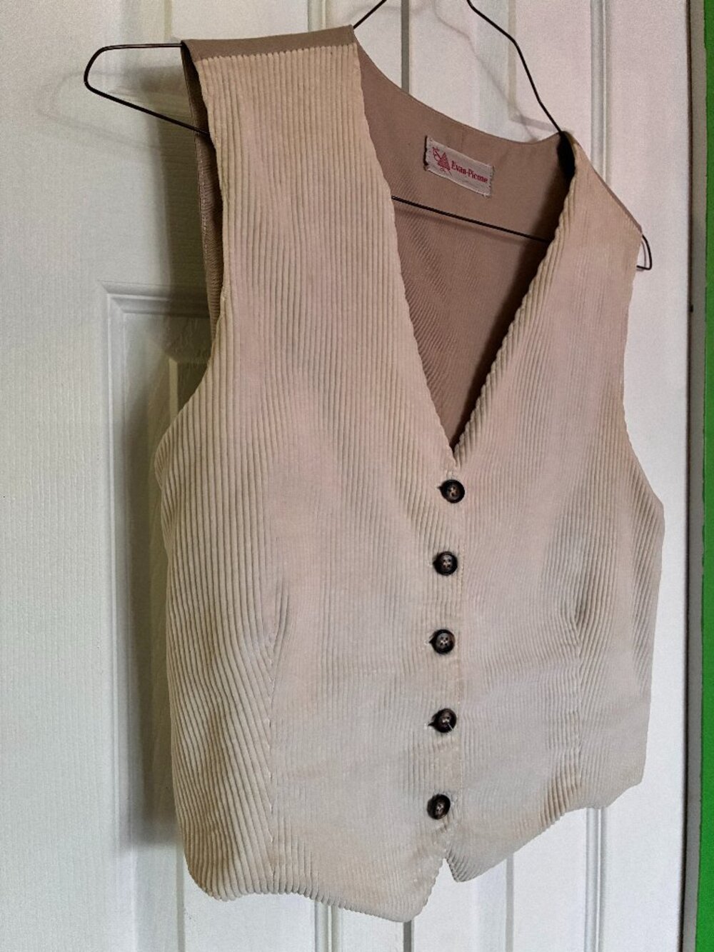 Vintage Evan Picone Cream Corduroy Vest Size Small